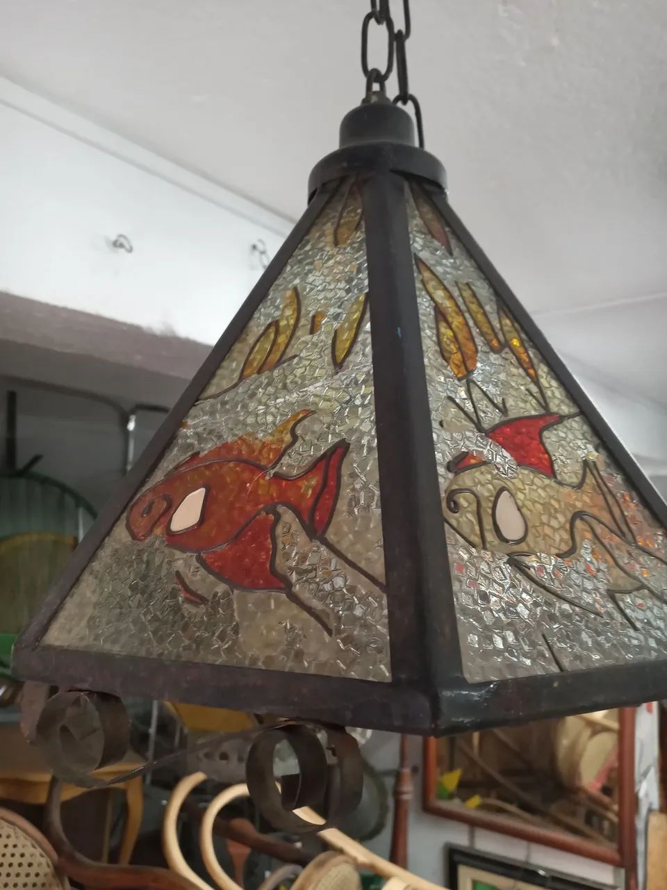 Lustre antigo em vitral - Foto 3