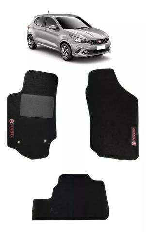 Jogo Tapete Carpete Bordado Fiat Argo 2017 a 2019 Preto 4 Pç