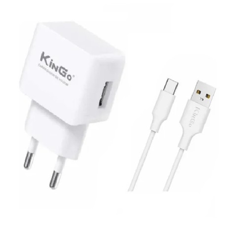 Carregador Para Celular Usb Cabo V8 2.1a Kingo 2.1a Branco