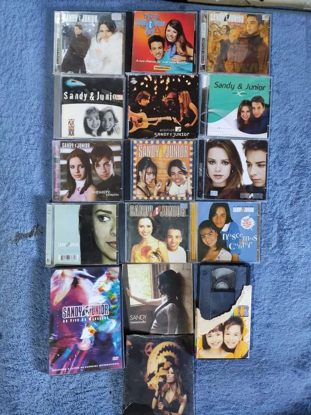 Sandy & Junior lote cds dvds e vhs comuns e raros