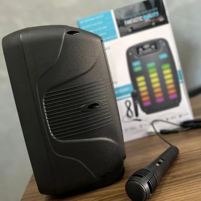 Caixa de Som Bluetooth Amplificada Com Microfone Portátil 