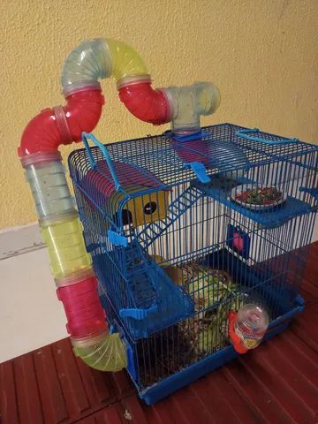 Gaiola de hamster 3 andar com tubos 