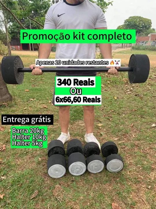 Oportunidade!! Halter e barra para treinar em casa  - Foto 2