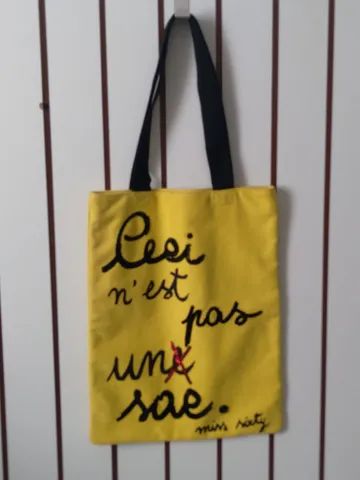 Bolsa sacola ecobag customizada bordado com aplicações de micangas  - Foto 4