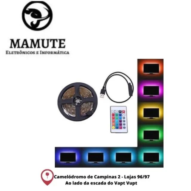 Fita Led 5050 Rgb Controle Remoto 5m 5v Usb Para Tv Pc Carro