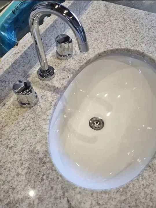 Pia banheiro pedra itaunas completa - Foto 6