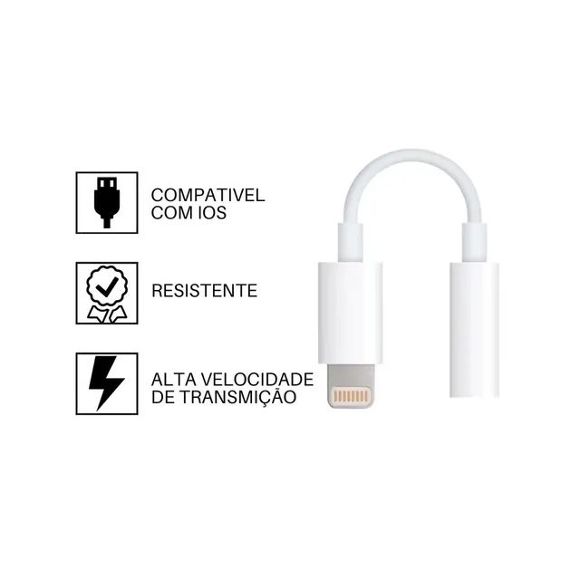 Adaptador de Áudio Lightning e USB-C para P2 3,5mm - iPhone iPad Android