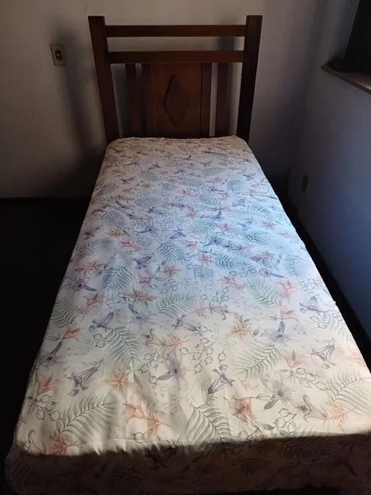 Cama de Solteiro Rústica em Madeira Maciça Forte Resistente