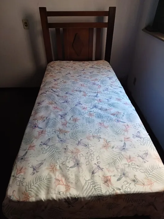 Cama de Solteiro Rústica em Madeira Maciça Forte Resistente