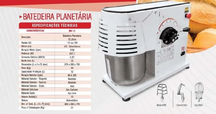 Batedeira planetária 12 litros - copamental  ( Produto novo ) - Foto 2