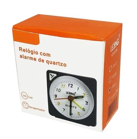 Mini Relógio Despertador de Mesa Analógico com Led