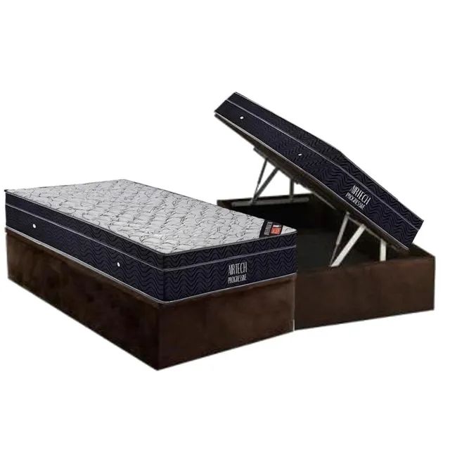 Colchão Solteiro Airtech Progressive D26 + Base Box Baú Biostar Ortobom tt88m