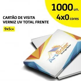 1000 Cartões de Visita Verniz UV Total Frente 9x5cm