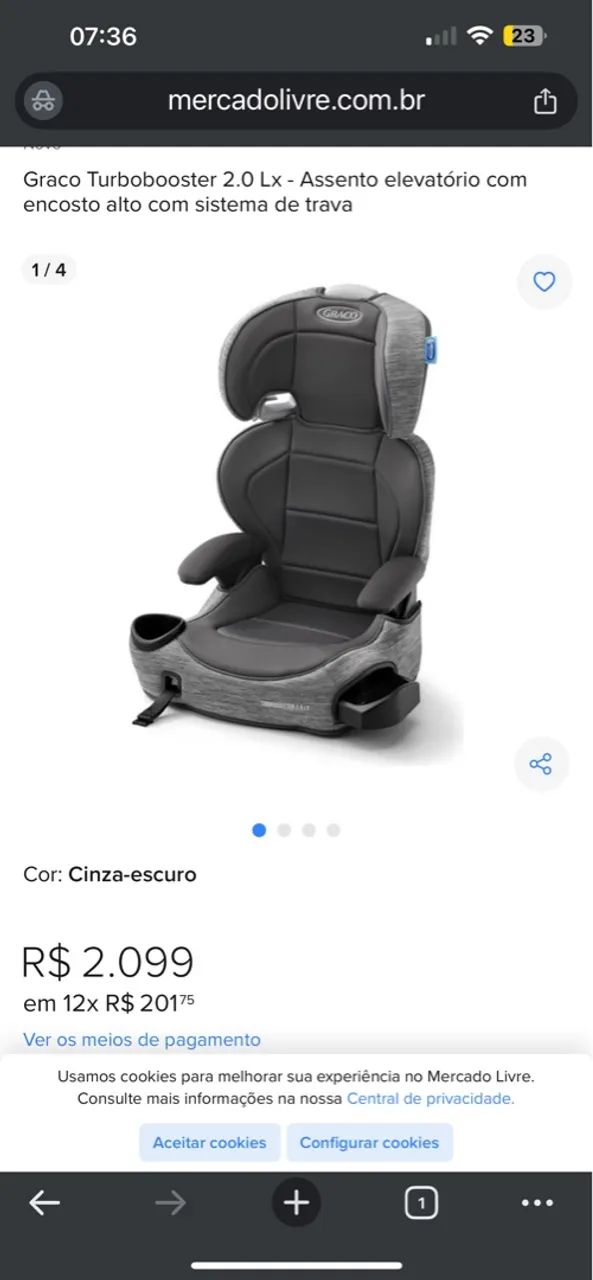 Graco Turbobooster 2.0 Lx - Assento elevatório com encosto alto com sistema de trava - Foto 4