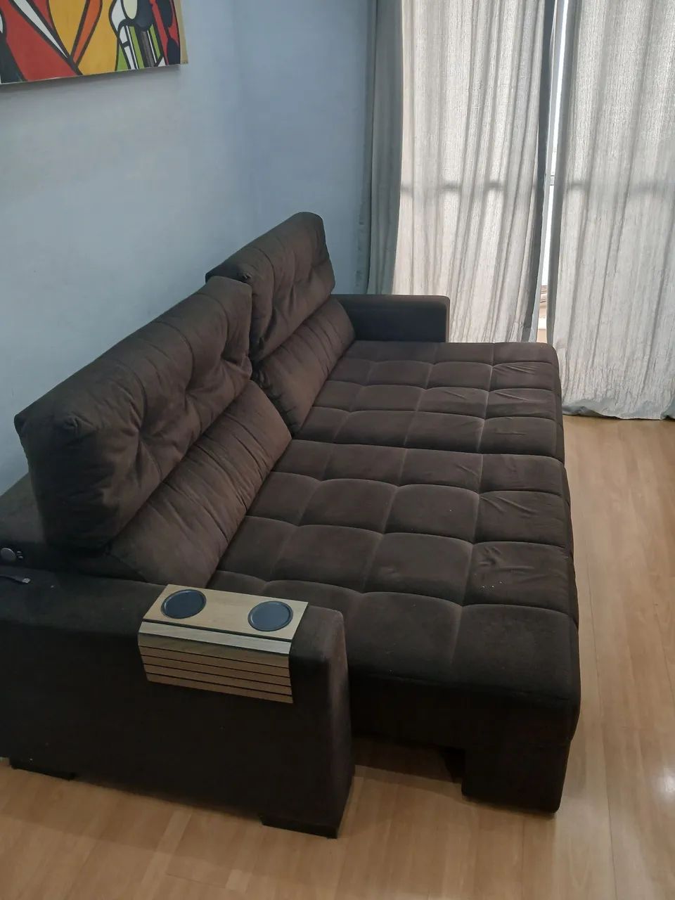 Sofá Retrátil e Reclináveis 4 Lugares Marrom - Foto 2