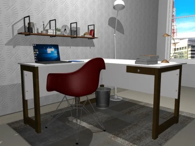 Mesa de Escritório Delluxe. Em Madeira Maciça: L140cm x P120cm x A74cm