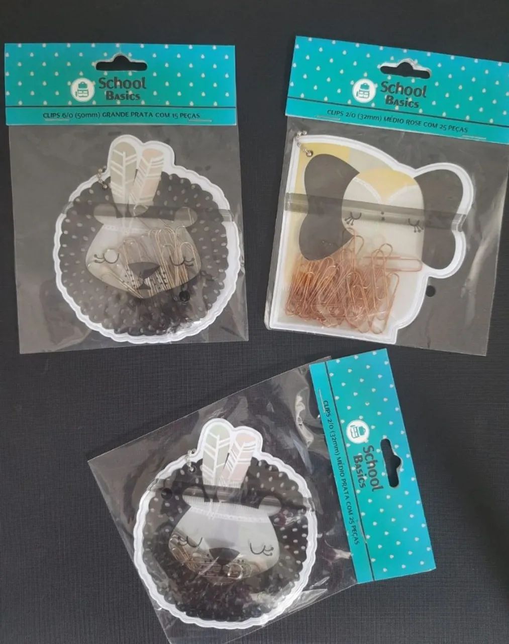 Kit com 3 Bolsinhas com clips novas