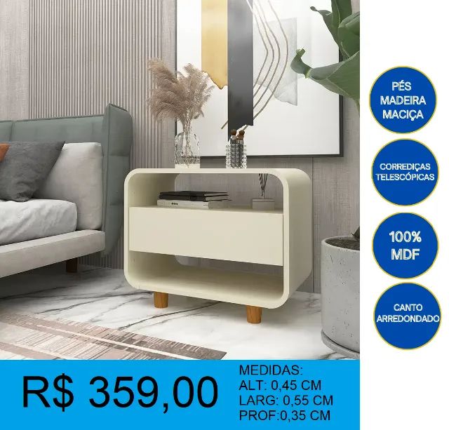 Mesa de cabeceira reforçada - entrega e montagem gratuita 