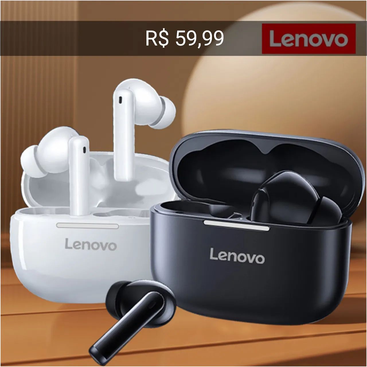 Fone de ouvido sem fio bluetooth lenovo thinkplus