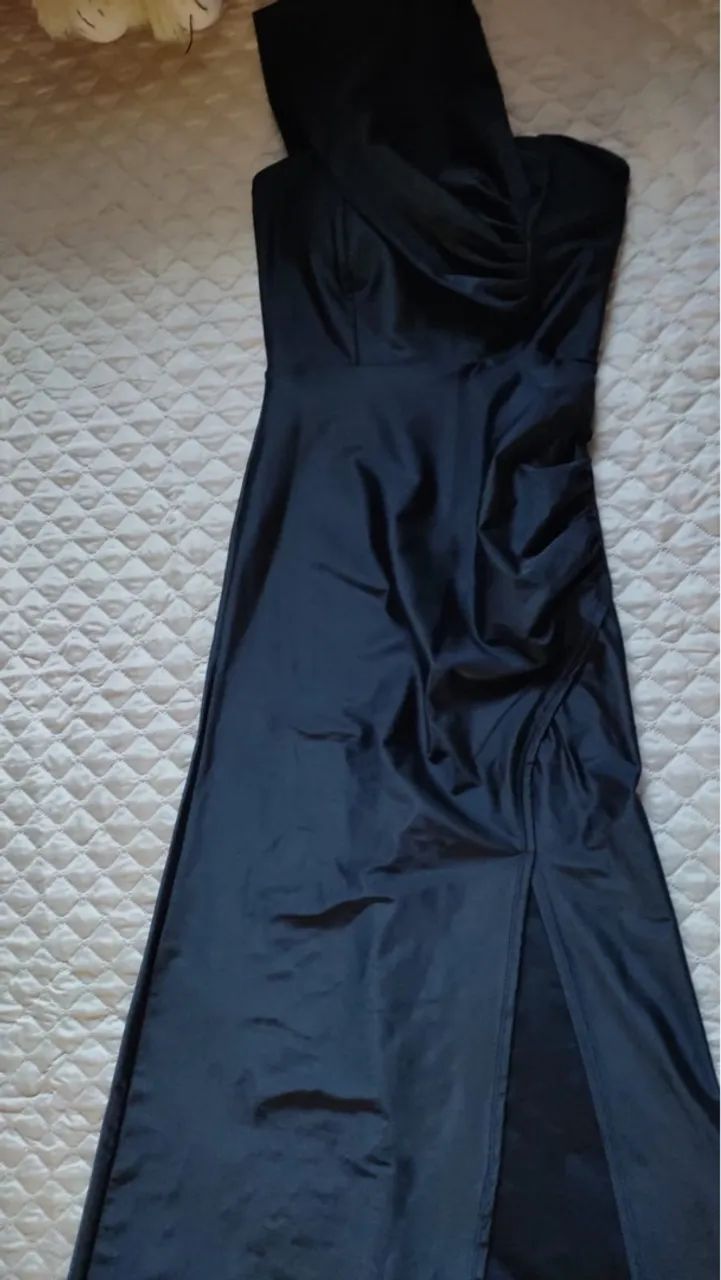 Vestido de festa preto drapeado - Foto 3