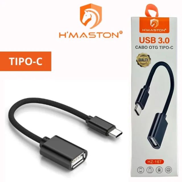 Cabo USB OTG Tipo C para Celular - Conecte Pendrive, Mouse