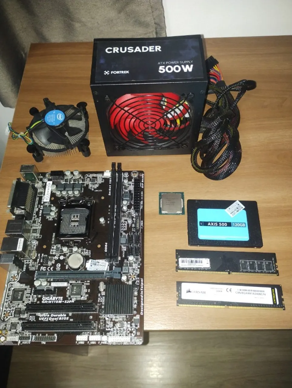 Conjunto placa mãe, processador i3-7100, pente de memória de 8gb e 4gb, Fonte real e ssd