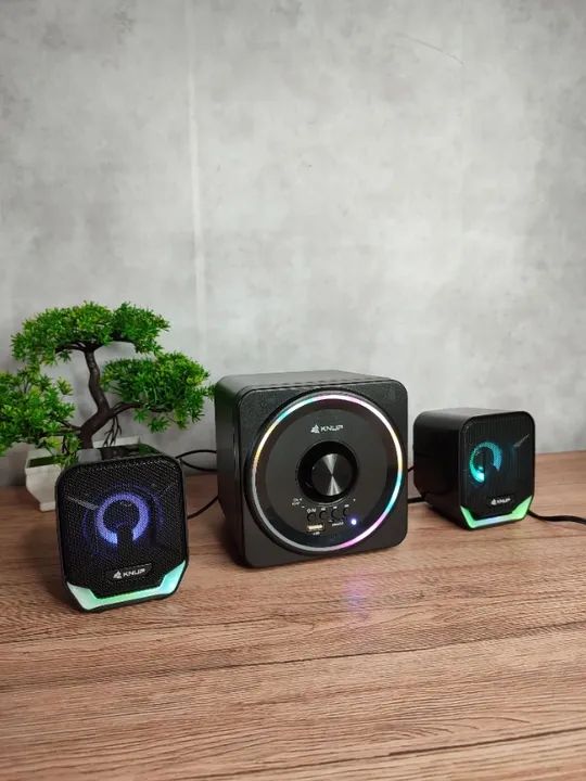 Caixa De Som Gamer 2.1 Bluetooth Home Theater Rgb Celular Pc Tv