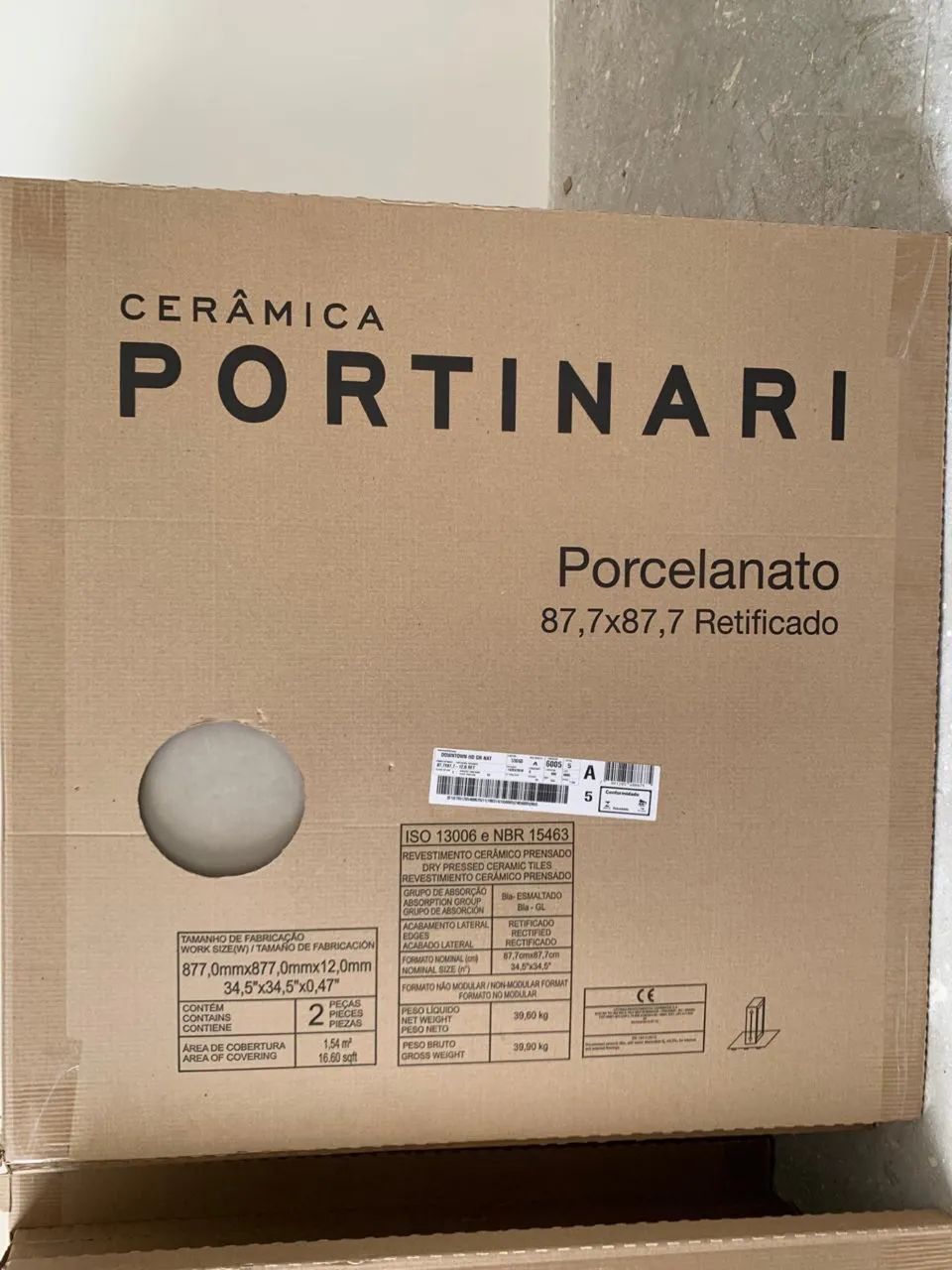 Portinari Porcelain Floor and Baseboard. Burnt Cement