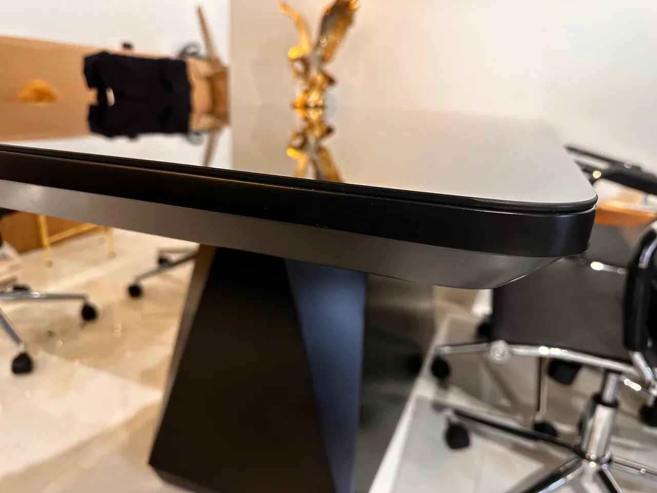Mesa Vidro Preta Laqueada Jantar ou Escritório - Foto 4