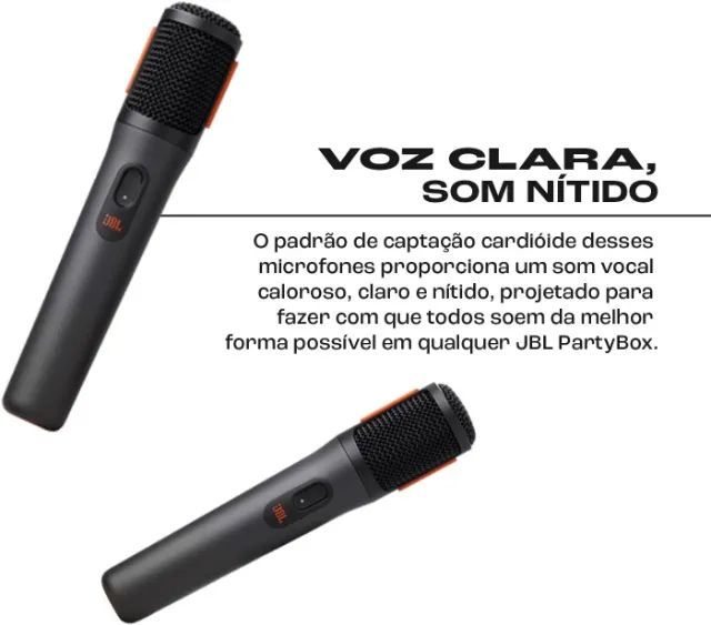 JBL, Microfone Sem Fio, PartyBox Wireless Mic, Par com Receptor - Preto - Foto 4