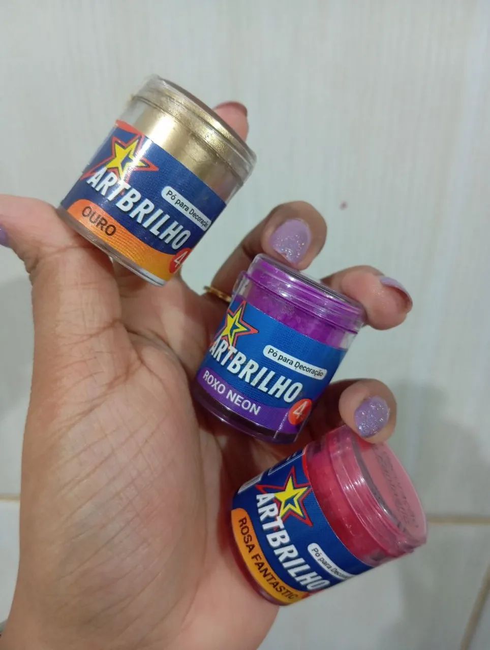 Kit de Pó para Decoração Art Brilho - 3 Cores