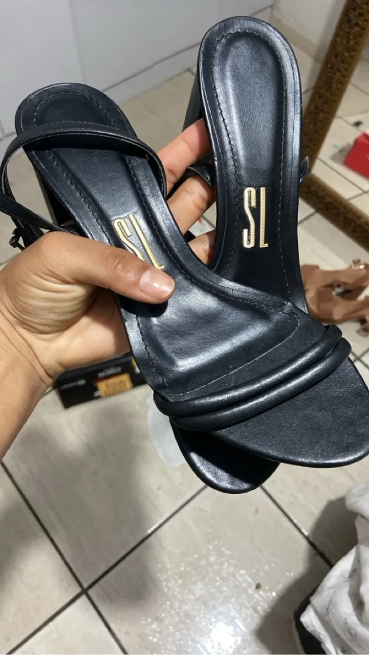 Sandália Salto Bloco Preta SL