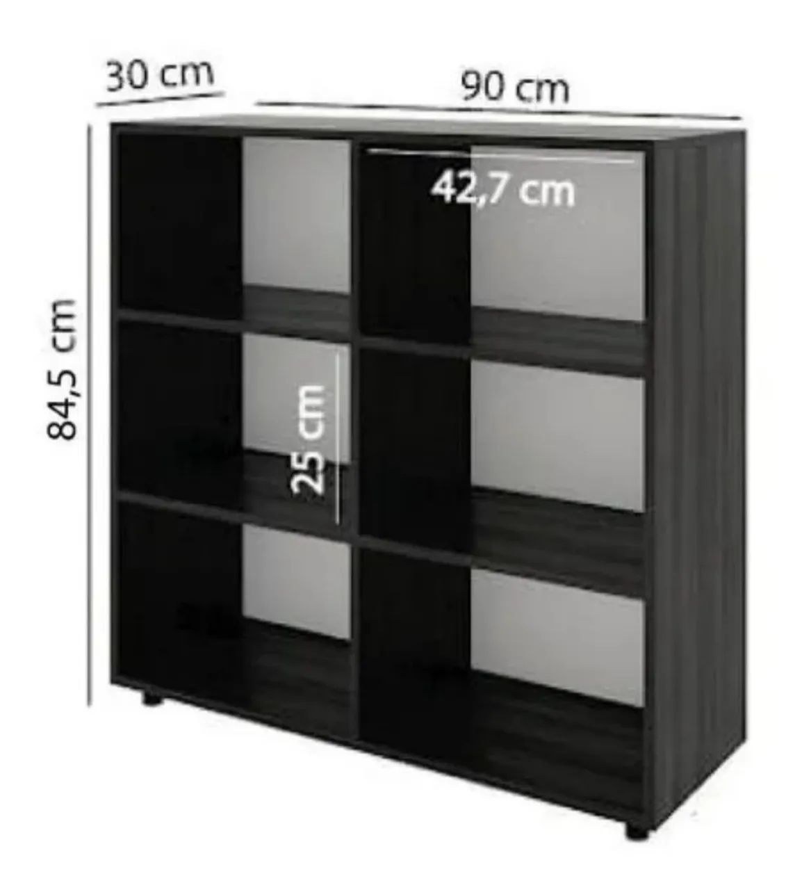 Estante de 6 Nichos em MDF Preto - Foto 3