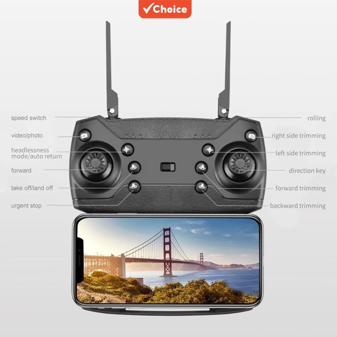 E88 Pro Drone HD Câmera Dupla Posicionamento WiFi FPV Altura Manter Profissional  - Foto 2