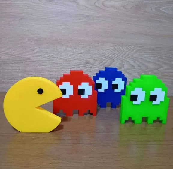 Pac-Man e Fantasmas 3D - Decoração Gamer