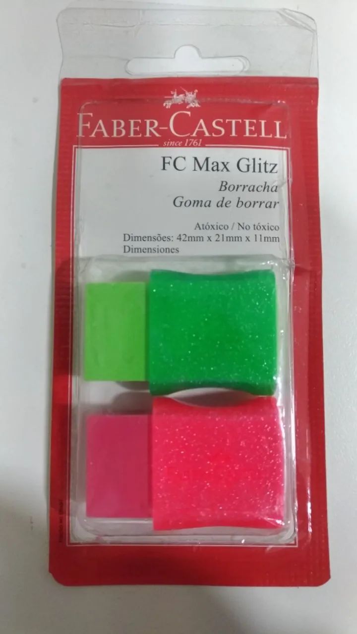 Borracha - Faber Castell (Verde e Rosa)