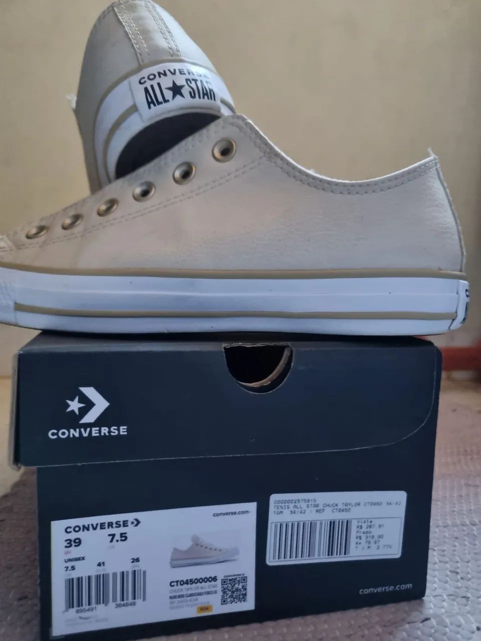 Tênis Converse All Star Couro (Sintético) Bege/Creme Calçados