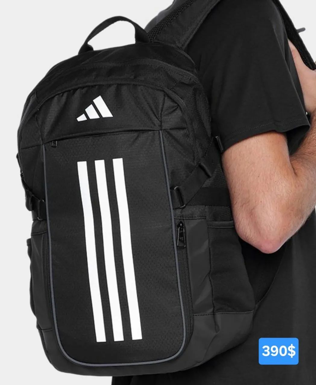Mochila Adidas Preta com Três Listras original 