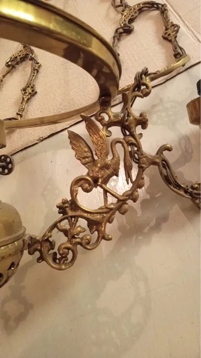 Lustre Antigo de Bronze - Foto 4