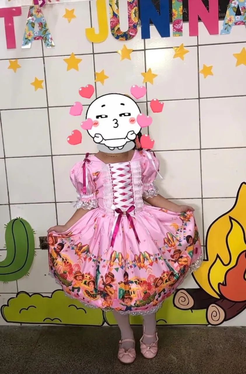 Vestido Junino Infantil Rosa