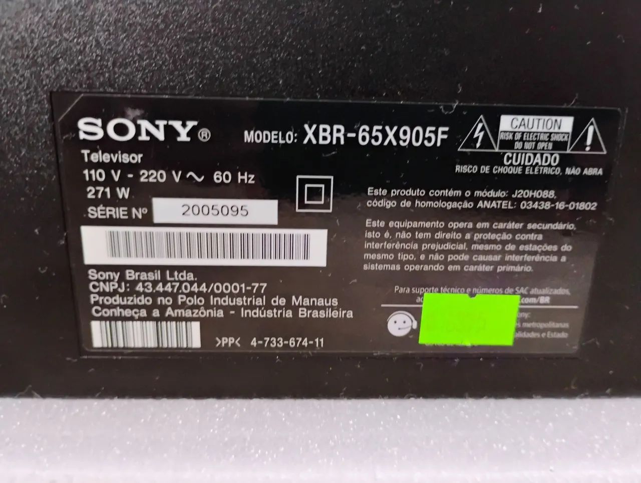 TV Sony 65 pol. (XBR-65X905F) - Retirar peças - Foto 3