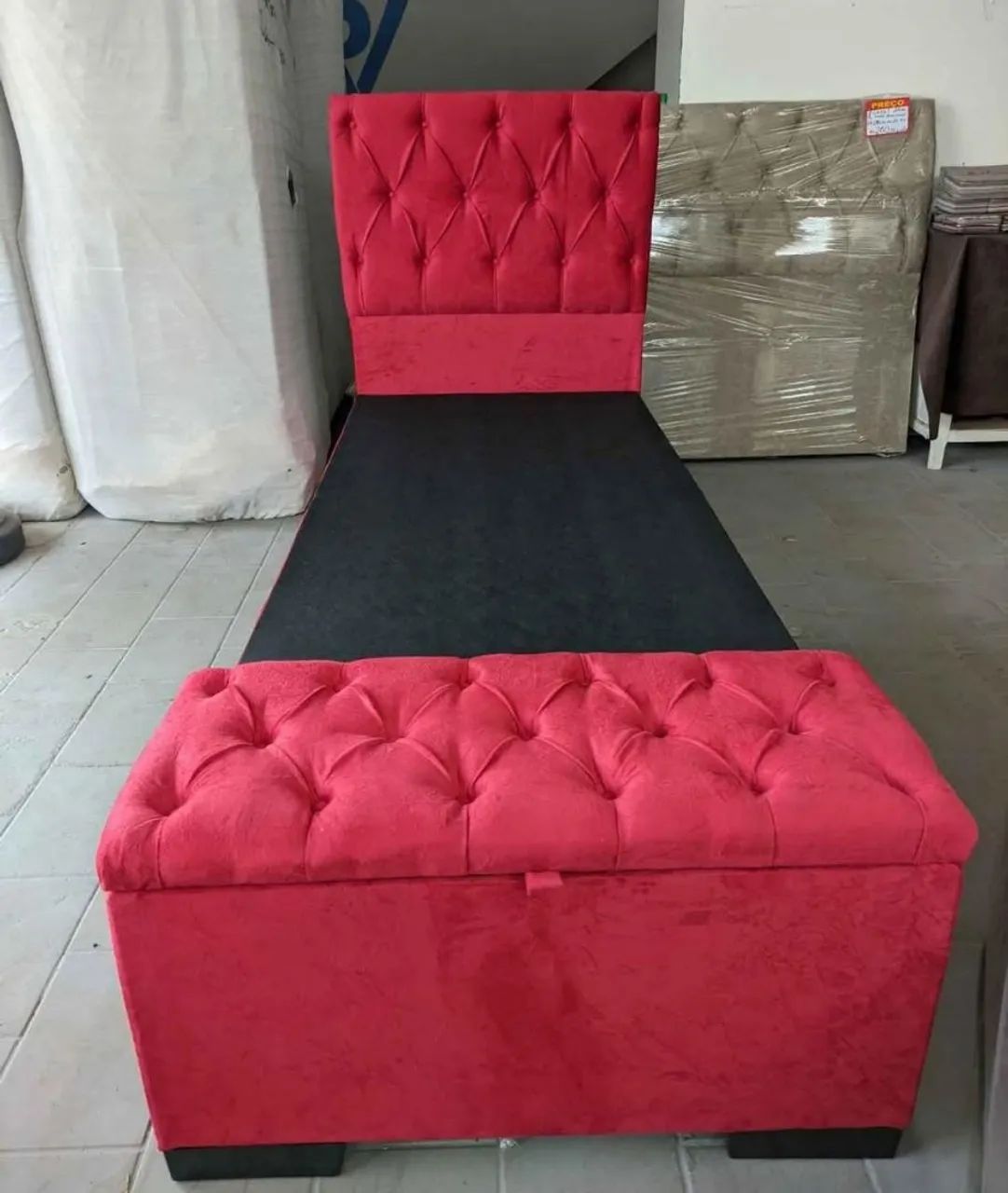 Base cabeceira  e recamier  solteiro  rosa