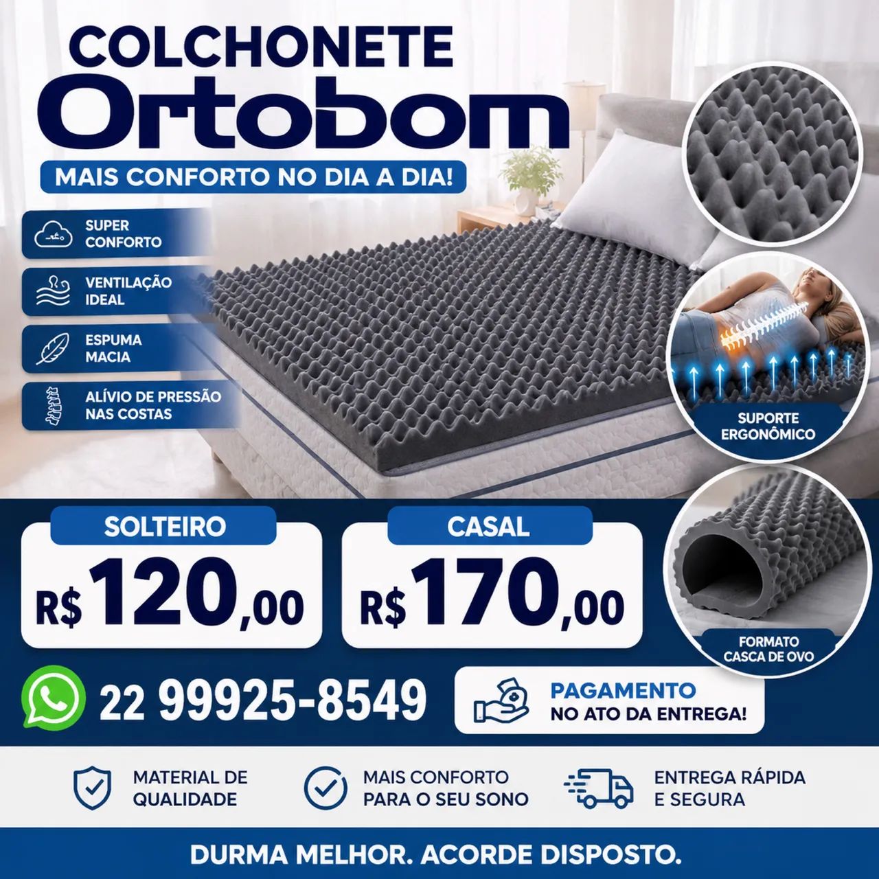 Colchonete Ortobom casal e de solteiro 