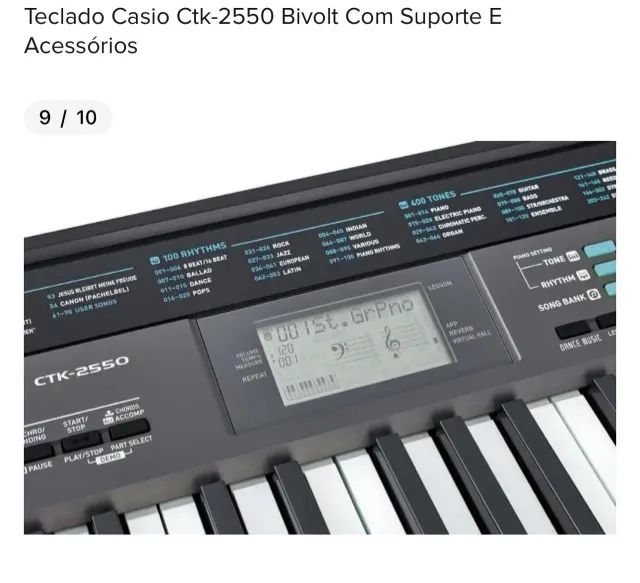 Teclado Casio Ctk-2550 Bivolt Com Suporte e Assessórios