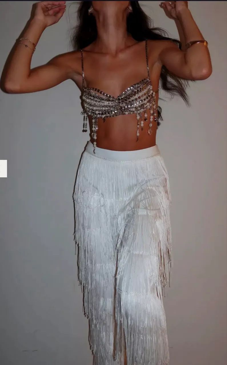 Calça branca de franjas  - Foto 5
