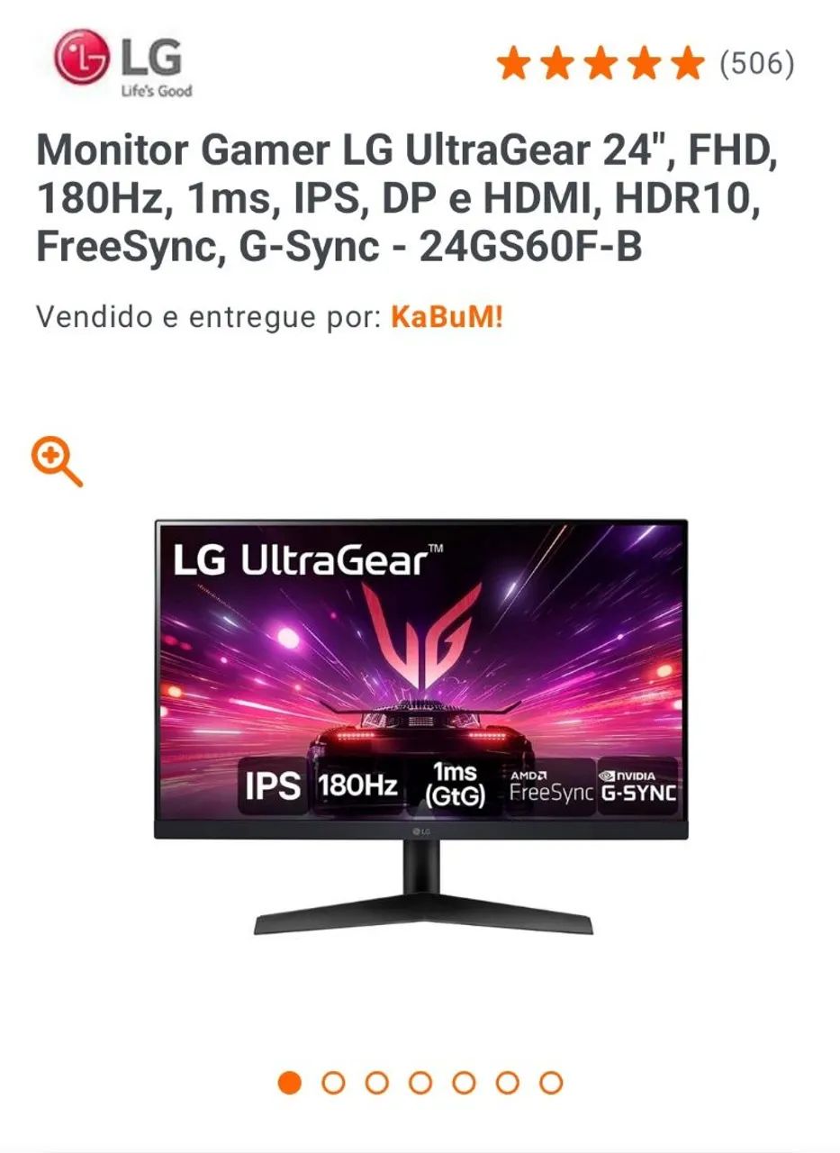 Monitor LG ultragear 24 IPS 180Hz