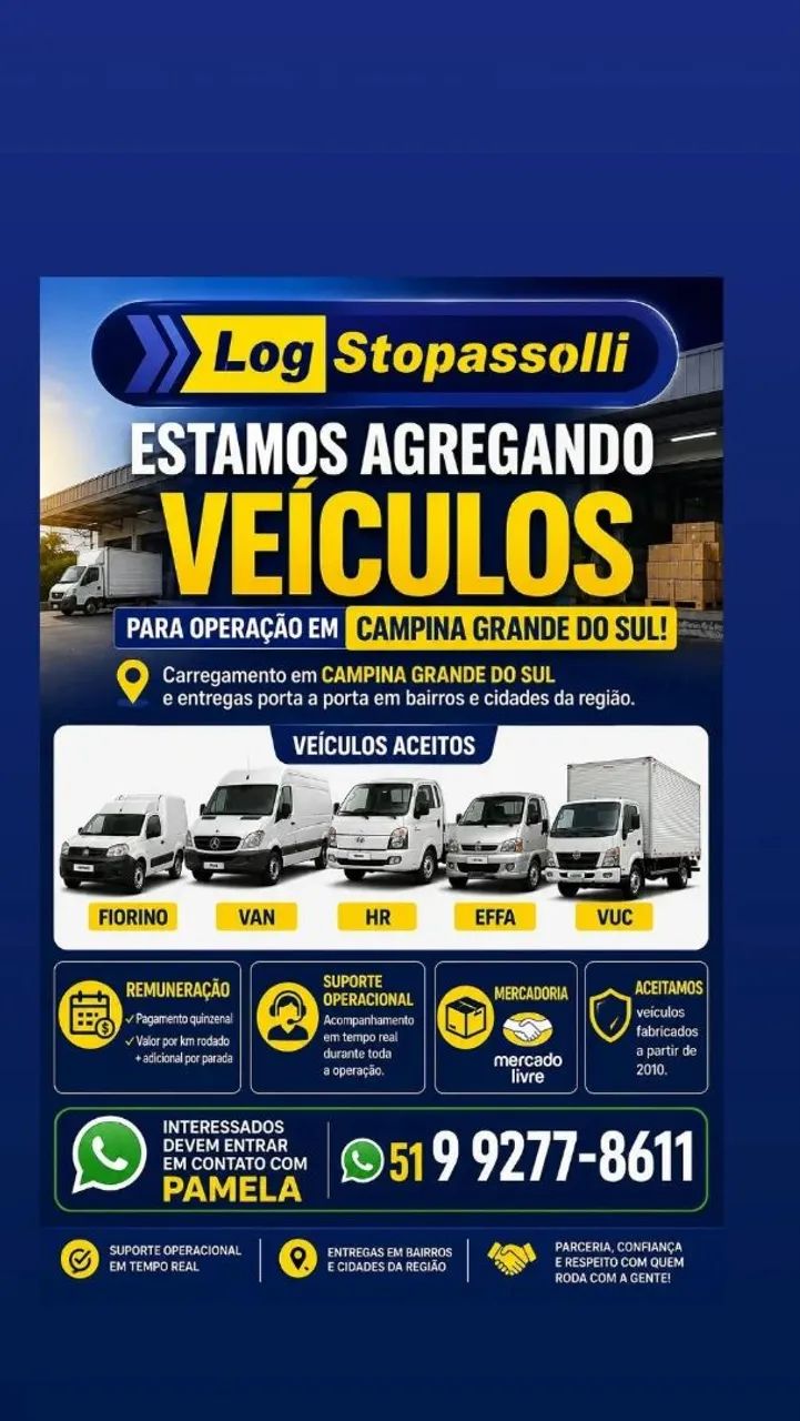 VAGA ENTREGADOR COM VEÍCULO PROPRIO 