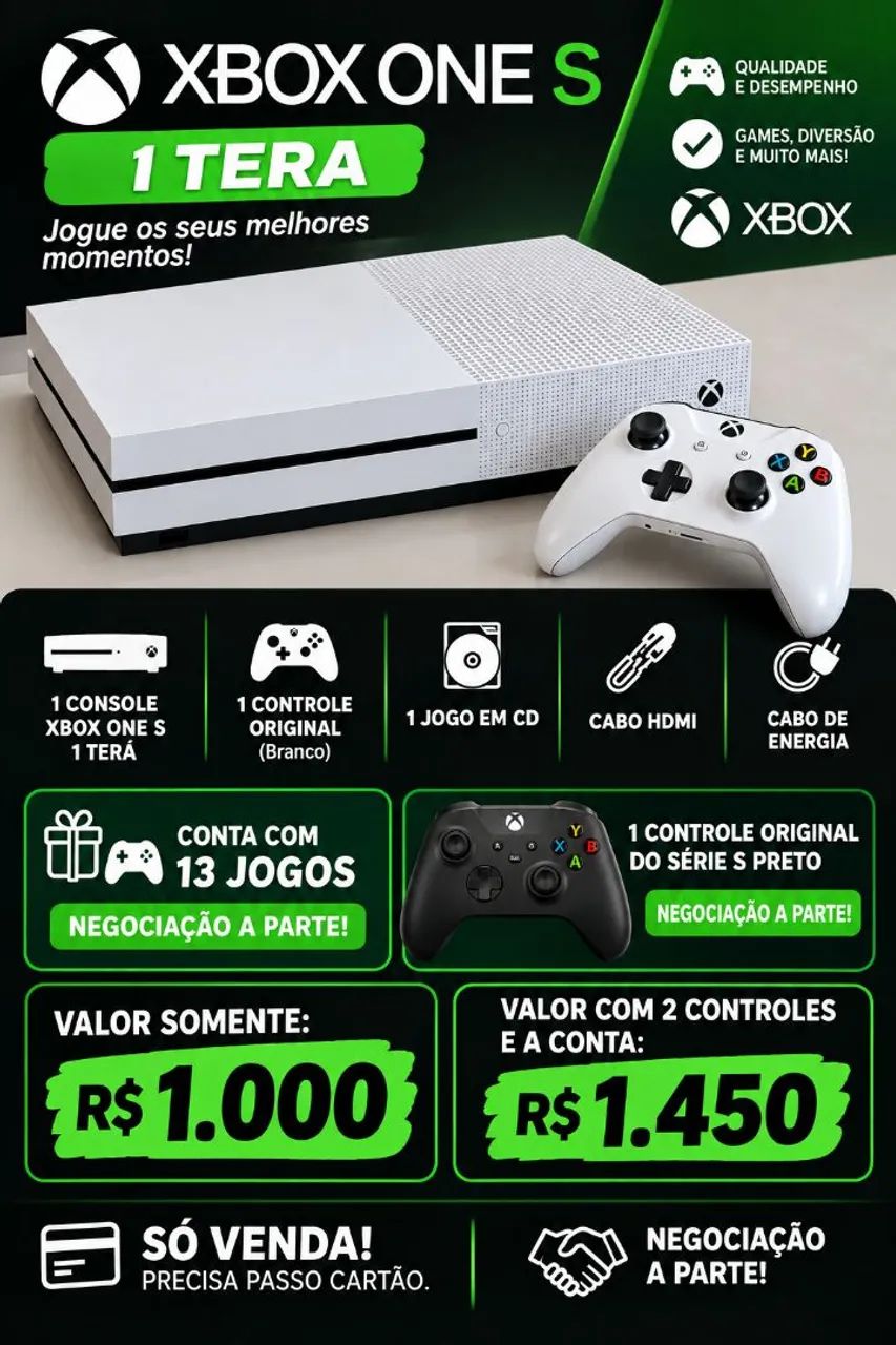 Xbox One S 1TB Completo 