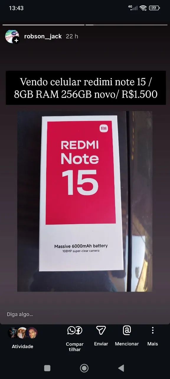 Celular redimi note 15 Black 8GB RAM de 256 GB