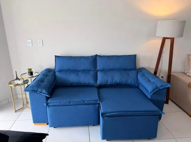 Sofá Retrátil Reclinável Pillow Top | Linho 2,00m - Foto 4